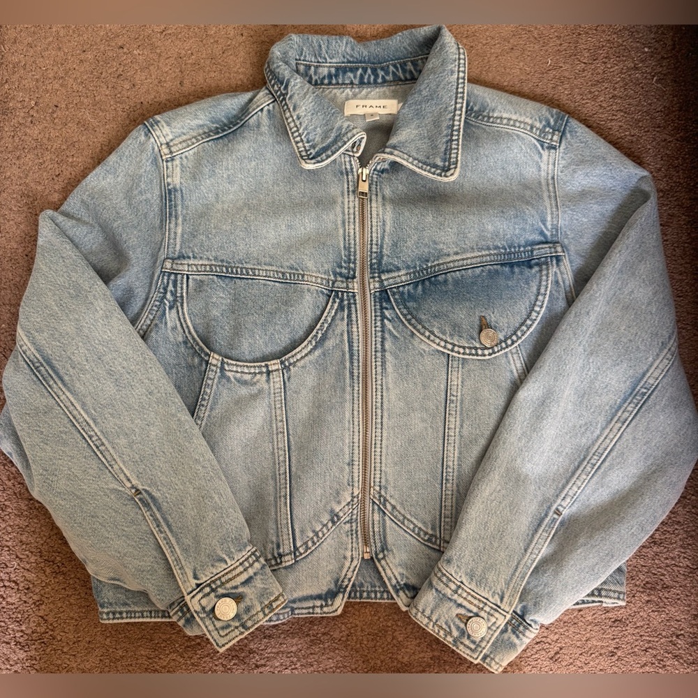 Frame Denim Light Blue Heart Jean Jacket